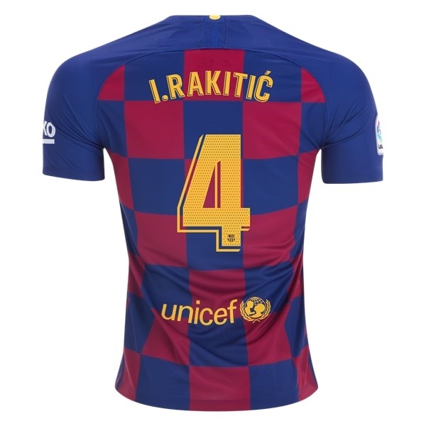 Camiseta Barcelona NO.4 I.Rakitic Replica Primera Ropa 2019/20 Azul Rojo